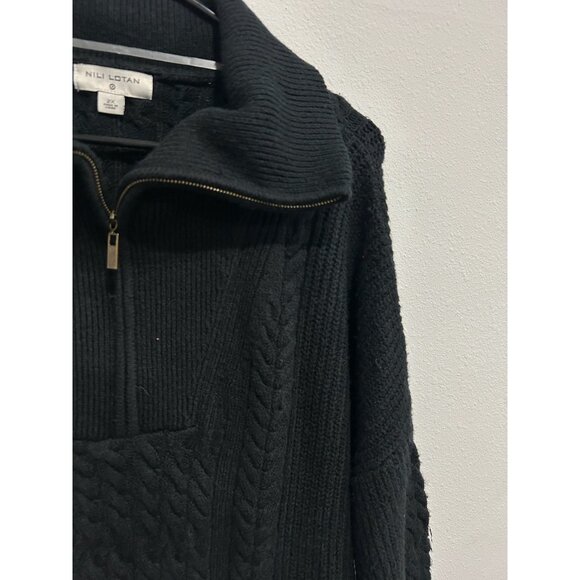 Nili Lotan x Target NEW Black Cable Knit Quarter Zip Sweater Size 2X - Picture 5 of 9